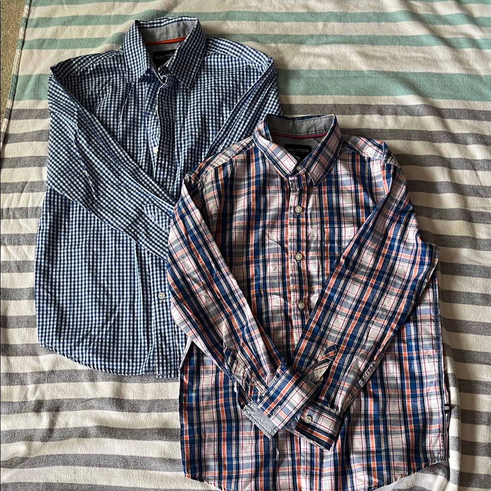Nautica Boy’s Blue and Multicolor Checkered Shirts